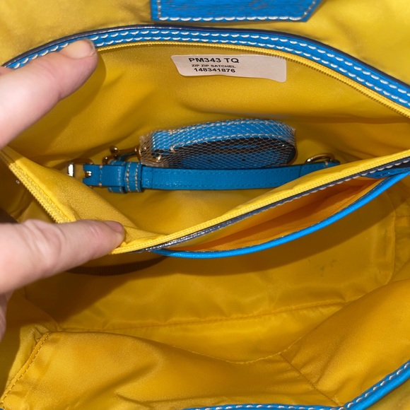 🏝️Rare HTF Dooney & Bourke Turquoise Zip zip satchel bag & wallet set!🏝️ - Picture 9 of 10